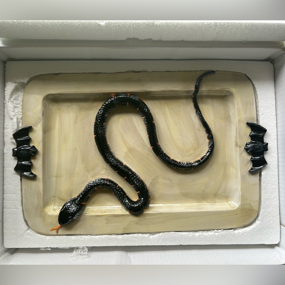 Department 56 Snake & Bat Halloween Platter-NWT